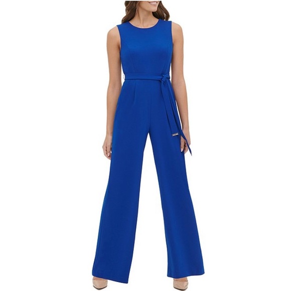 Tommy Hilfiger Pants - Tommy Hilfiger Scuba Crepe Jumpsuit Romper Blue
